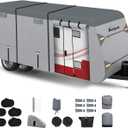 RV Cover for 16-18 ft Travel Trailers, 7 Layers Heavy Duty Camper Cover, Weatherproof & UV Resistant Motorhome Trailer Cover with Gutter & Tongue Jack Covers