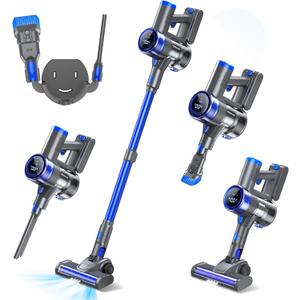 Cordless Vacuum Cleaner, 33Kpa/400W Stick Vacuum Cleaners with 45Min Detachable Battery, 6-in-1 Lightweight Cordless Stick Vacuum Cleaner for Home Hardwood Floor Pet Hair Carpet (Blue)