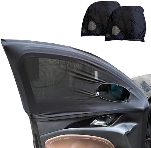 Car Front Window Shades, OUTTDID 2 Pack Side Window Sun Shades, Stretchy Mosquito Net Cover Fit Cars SUVs - Up to 31.5”x49.6”