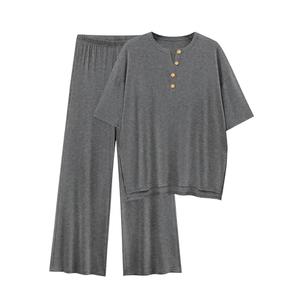 PRETTYGARDEN 2 Piece Lounge Sets for Women Summer 2025 Short Sleeve Tops Wide Leg Pants Matching Travel Outfits Clothing (Grey,X-Small)