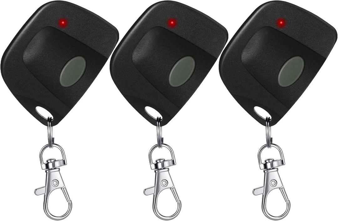 Kingdder 3 Pieces Gate Opener Remote Compatible with Multicode 300mhz 10 Dip Switch 3089 3060 3070 Garage Door Opener Remote Control with Keychain(Black, Gray)