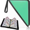 Trading Card Binder 9 Pocket, 900 Pockets Card Holder with 50 Removable Sleeves for Game Cards,Premium Card Book, Game Cards & Sports Cards (White & Green)