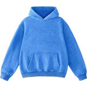 FAIABLE Womens Oversized Acid Wash Hoodie Unisex Heavyweight Cotton Hoodies Fleece Vintage Washed Sweatshirt Women Men (Medium, Bright Blue)