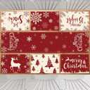 7Pcs Christmas Table Runners Placemats,Red & White Snowflake Merry Christmas Table Runner Reindeer Snowflake Xmas Tree Let It Snow Table Mat Set for Christmas Winter Holiday New Year Table Decoration