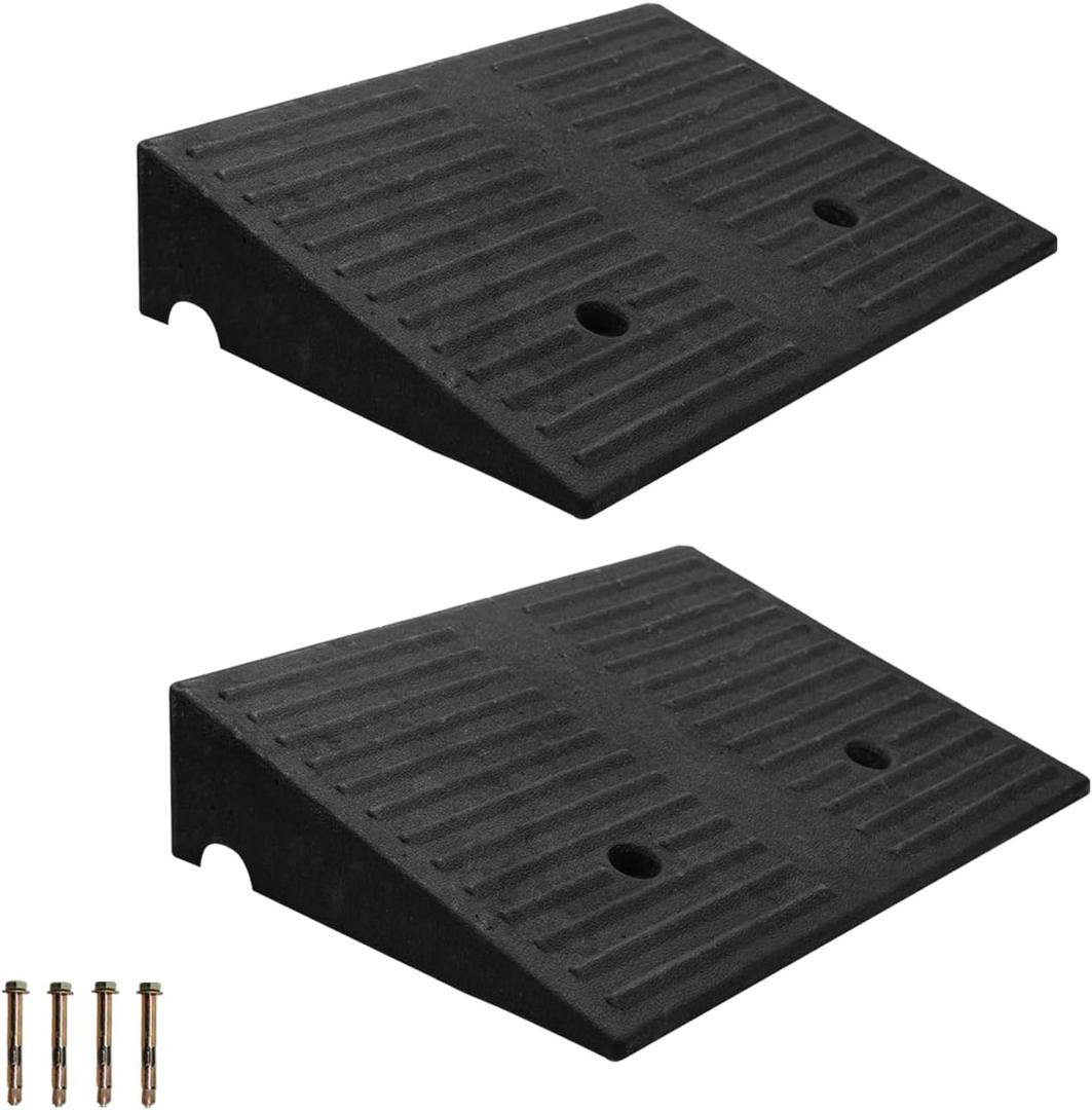Curb Ramps for Driveway 4" Rise Height 2 Pack Heavy Duty Rubber Threshold Ramp, Portable Driveway Ramps for Cars Wheelchairs Motorcycle Scooter Lawn Mower, 7000lbs Load Capacity