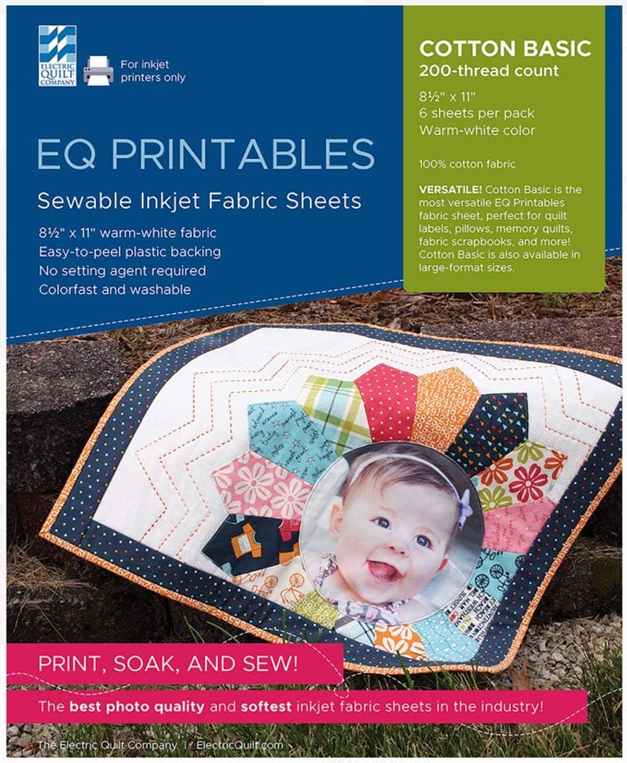 Electric Quilt EQCPFABRC Photo 6pc Printables Inkjet Fabric Sheet, Off-White