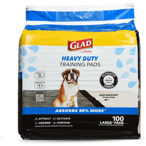 Glad for Pets Heavy Duty Activated Carbon Training Pads, 24" x 24" 100ct | Ultra Absorbent Training Pads - Absorbs 50% More Than Standard Pad in Same Size; Heavy Duty Puppy Potty Training Pads