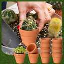 Gerrii 50 Pcs Mini 1. 2 Inch Terracotta Pots Bulk Small Clay Tiny Miniature Cactus Flower Succulent Plant Nursery Pots with Drainage Holes for Craft Indoor Outdoor Plants(Terracotta)
