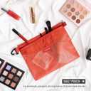 pack all 3 Pcs Water-resistant Material Zipper Pouch Set, Mesh Zipper Bags for Storage, Travel, Office (Orange)