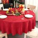 Round Tablecloth 80 Inch Fabric Table cloth Leaves Pattern Scalloped Edge Silky Soft Tablecloth Waterproof Wrinkle Resistant Washable Table Cover Dinning Party Banquet Decoration