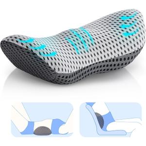 Lumbar Pillow,Memory Foam Back Support Pillow for Pain Relief,Ergonomic Neo Cushion Lumbar Support Pillow forOffice Chair,Car Seat,Bed and Recliner Light Grey