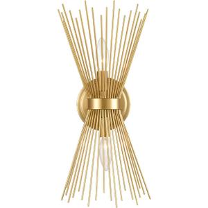 YUBOLE Brass 2-Light Vanity Light Mid-Century Modern Starburst Wall Sconce Lamp Sunburst Sconce Art Decor