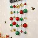 25 Pcs Christmas Wall Hanging Decorations Set 2025 Christmas Plastic Balls with Artificial Pine Garland Multicolor Xmas Wall Ornaments for Home Ceiling Indoor Holiday Party Supplies Decor