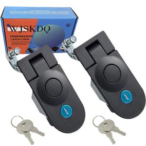 2 Pack Compression Latch Flush Mount Zinc Alloy Adjustable Sealed Large Lever Hand Operated Compression Latches Key Locking (Black)
