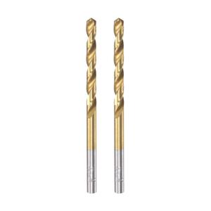 uxcell High Speed Steel Straight Shank Twist Drill Bit Fully Ground Titanium Coated 4.1mm Drill Diameter 75mm Total Length 36mm Drill Bit Length 2 Pcs