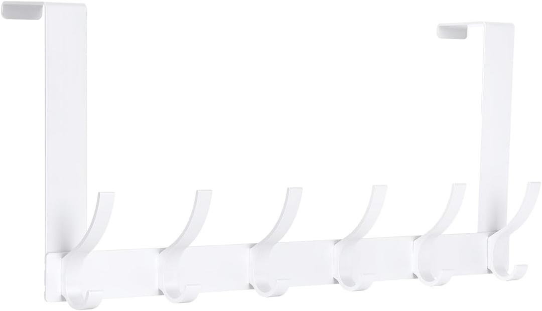 Over The Door Hooks, Door Hanger Hooks for Hanging, Over The Doors Towel Racks for Bathroom with 12 Coat Hook, Towel Holder Bathroom Accessories (White)