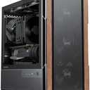 Okinos Genuine Walnut Wood Micro ATX Case, MATX PC Case with 4 × 120mm 3 Pin Non-PWM Case Fans Pre-Installed, Temper Glass Side Panel, with Type-C, Black, Cypress 3 Wood