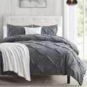 Nestl Dark Grey Duvet Cover King Size - Soft Double Brushed Duvet Set with Button Closure & Corner Ties, 3 Piece Luxurious Pinch Pleated Duvet Cover Set 104x90 Inches with 2 Pillow Shams