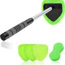 XINDELL Windshield Cleaner Tool  Car Interior Window Cleaning Kit with Extendable Handle & 4 Microfiber Pads, Auto Washing Brush for Car, Trucks, SUVs, RVs & Home Windows (19in)