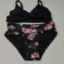 Tainehs Women's Two Piece Bikini Sets V Neck Push Up Swimsuit High Waisted Tummy Control Bathing Suit (X-Large, Black Floral)