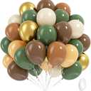BAUANOOY Green and Brown Balloons, 60pcs 12 Inch Safari Balloons with Sage Green Brown Nude Metallic Gold Latex Balloon for Jungle Forest Baby Shower Birthday Party Decorations