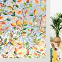 Window Privacy Film Stained Glass Rainbow Window Film with Installation Kits, 3D Static Cling Decorative Windows Decals, UV Blocking & Heat Control Non-Adhesive (Leaf, 17.5" x 78.7")