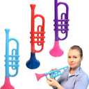 Colorful Plastic Trumpets (13 Inch) Noisemaker Music Toys for Kids Instruments Noise Makers for Parties and Events, Cool Birthday Party Favors, Sports Celebrations (3 Trumpets (3 Colors))