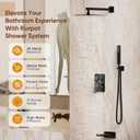 Kurpot Shower System with Tub Spout, All Metal Matte Black Shower Faucet Set with Valve, 10'' Rain Shower Head with Handheld Spray, 59'' Shower Hose and Diverter, Wall Mounted Bath Tub Faucet Set