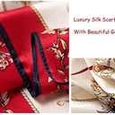 ANDANTINO 100% Mulberry Silk Long Scarf for Women Large Shawls for Headscarf and Neck- Oblong Hair Wraps with Gift Packed (1-red&navy-carriage)