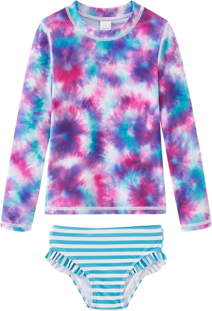 UMELOK Toddler and Little Girls Rash Guard Sets with Bikini Bottoms Swimwear (8 Years, Blue, Tie Dye) UMELOK Toddler and Little Girls Rash Guard Sets with Bikini Bottoms Swimwear (8 Years, Blue, Tie Dye)
