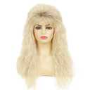 Blonde Long Curly Wig for Women 70s 80s Rocker Punk Wigs with Bangs Cosplay Halloween Costume Party Wigs
