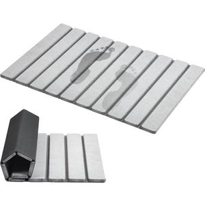 AWW Foldable Stone Bath Mat, Quick Dry Diatomaceous Earth Bath Mat with Non-Slip Mat, Super Absorbent, Easy to Clean, Compact for Small Bathrooms, 23.6 x 15.5, Light Grey