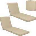 Chaise Lounge Cushions Outdoor Set of 2, Tri-Fold Lounge Chair Cushion with Hook & Loop Fasteners, Water Resistant Patio Furniture Replacement Cushion for Outdoor Pool, 71''L x 23.6''W x 3''T (Khaki)