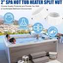 2" Spa Hot Tub Heater Split Nut Unions with Screw and Heater Gasket, White Spa Heater Split Nut Replacement for Balboa Gecko (Actual Size 3 Inch, Split Nut for 2 Inch Heater Assemblies) - 2 Pcs