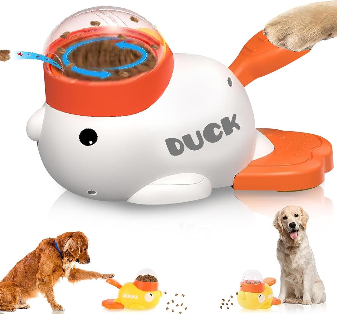 Interactive Dog Toys Food Puzzle Slow Feeder, Cat Treat Dispenser Toy Duck-Shaped Enrichment Toy for for Small Cats,Dogs,Other Pets (White)