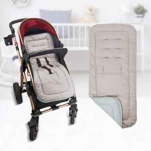 Baby Carriage Cushion, Universal Breathable Stroller Mat, Stroller Cushion for Strollers 100% Cotton, 34x78cm,1 Pack (Grey+Green)