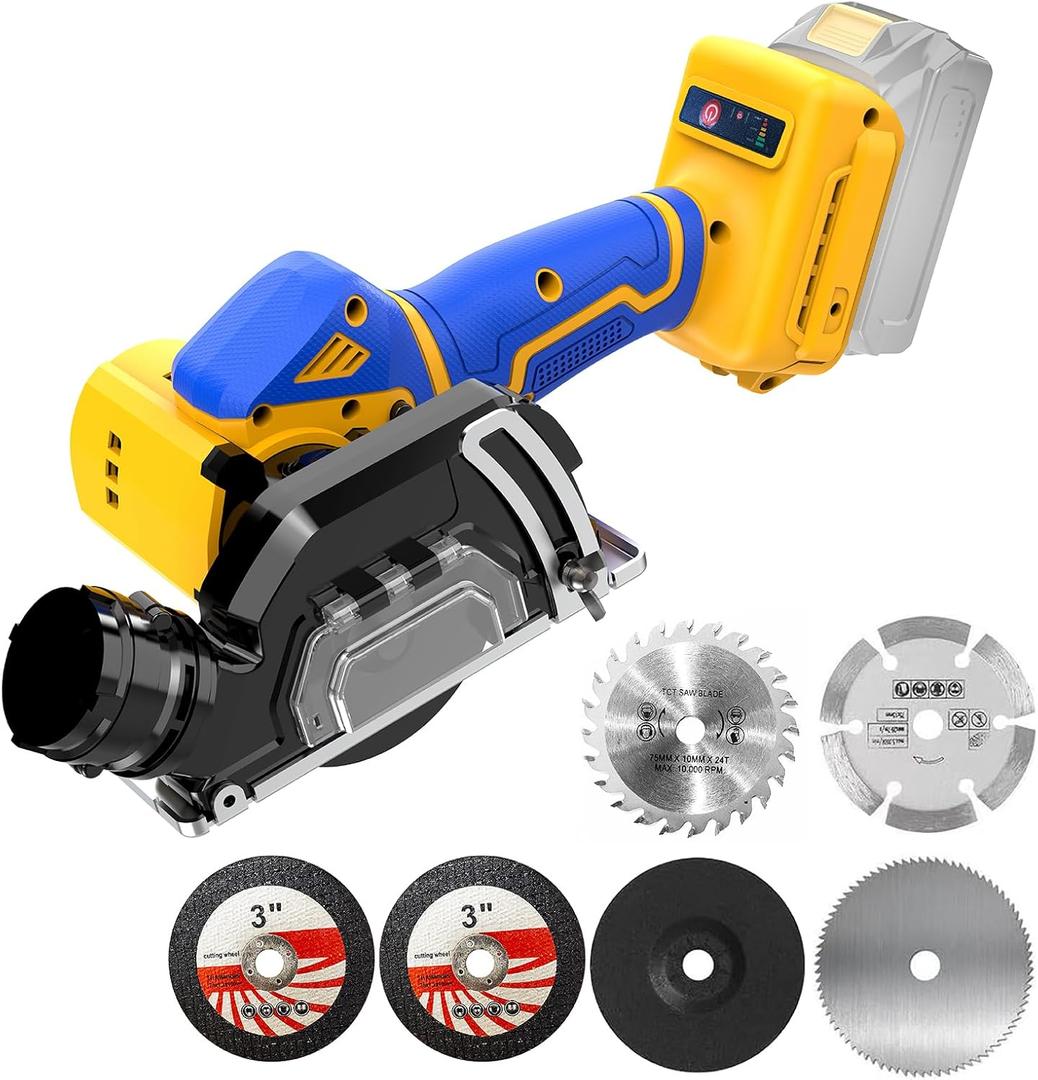 Mini Circular Saw Compatible With DeWalt 20V MAX Battery(NO Battery) 3" Brushless Cordless Cut Off Tool with 6 Blades,19000RPM,Removable Dust Cover for Metal/Wood/Plastic