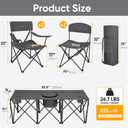 Colorsoul 5 Pcs Camping Chair Set w/Table, Outdoor Folding Chairs with Cooler Bag Cup Holder & Portable Table, Heavy Duty Oxford Fabric Lawn Chairs for Camping, Fishing, Picnic, Sporting Events, Grey