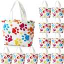 12 pcs Dog Paw Print Gift Bags Puppy Canvas Bags Pet Treat Bags 11.8 x 7.9 x 3.9 Inch Reusable Gift Goodie Bags for Puppy Pet Treat Birthday Party Supplies