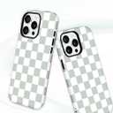 Jusy Compatible with MagSafe Checkerboard Phone Case for iPhone 15 Plus, Cute Aesthetic Checkered Magnetic Soft TPU and Hard PC Protective Phone Cover for Women GirlsMatte - Green & White