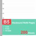 (2 Pack)9 Disc Discbound Refill Paper, Loose Leaf Paper, 9 Disc Prepunched Paper for Happy Planner Inserts, White Paper, Total 200 Sheets/400 Pages, College Ruled, 100gsm, 7 X 9.2.5 Inch