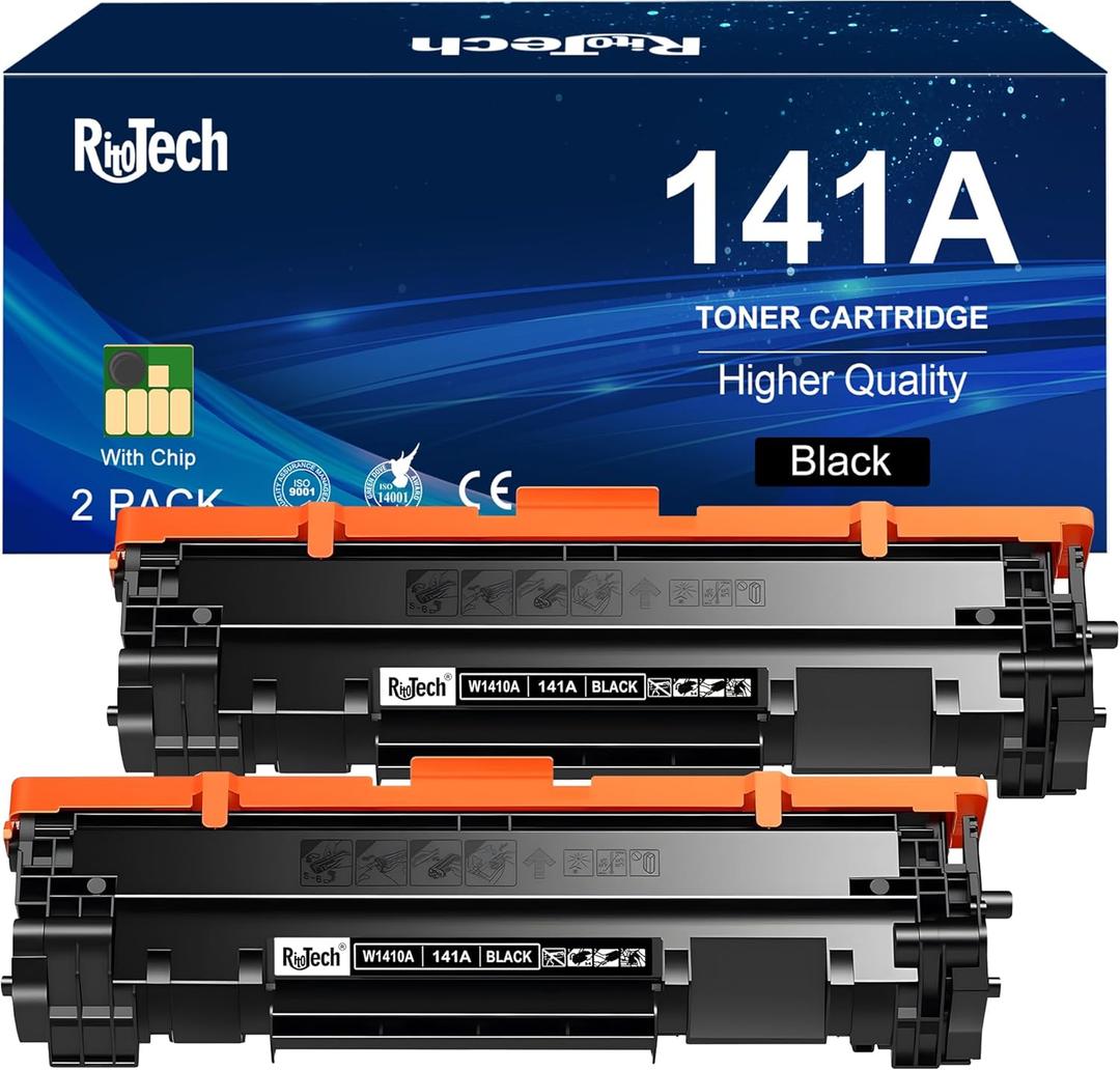 141A Black Toner Cartridges - for HP 141A 141X W1410A W1410X for HP MFP M140w M110w M139w Printer Ink, 2 Pack (with Chip)