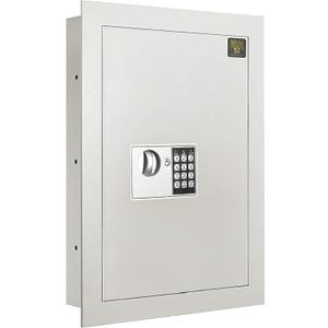 In-Wall Safe with Keypad and 2 Manual Override Keys - Protect Money, Jewelry, and Passports at Home or Business by Paragon Safes (White) (Light Gray)