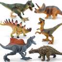 GLURUITE 6Pcs Dinosaur Model Toy Set Realistic Dinosaur Plastic Learning Educational Playset Dinosaur Cake Topper Animal Themed Party Supplies
