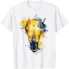 Light Bulb Text Painting Abstract Art Drawing Graphic T-Shirt XL
