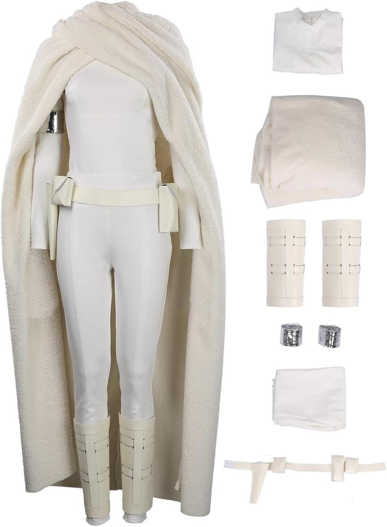 Womens Queen Cosplay Costume Princess Costume Cloak Deluxe Suit Adult Movies Halloween Cosplay Outfit (Small, White)