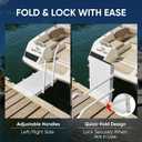 Boat Boarding Platform with Handrail, Foldable Dock Step with Anti-Slip Surface, Rust-Resistant Iron Ramp for Lake, Pontoon, Kayak, Dock to Boat Access
