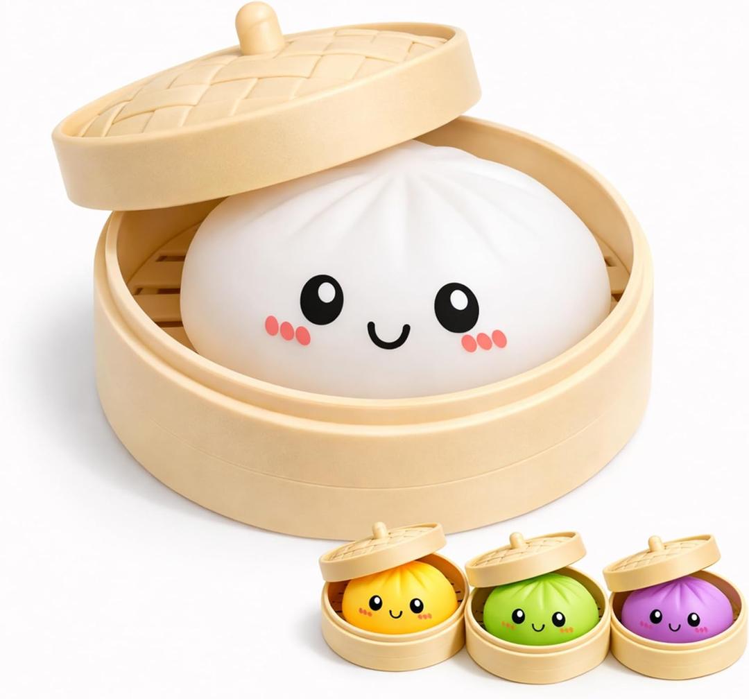 Dumpling Squishy  Soft TPR Squeeze Toy, Slow Rising Stress Relief Fidget, Cute Bao Bun Desk Decoration, Soft Handheld Relaxation Toy for Office Home (White)
