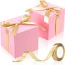 48 Pcs Wedding Gift Boxes with Ribbon Small Party Favor Boxes with Lids Mini Treat Candy Container for Gift Wrapping Ornaments Holiday Birthday Party Supplies(Pink,4 Inch) (1 Count (Pack of 48))