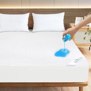 Queen Size Mattress Protector Waterproof,Absorbent Fitted Sheet | up to 18" Deep Pocket,Mattress Cover Queen Size Bed Sheets,Terry Machine Wash Protection Mattress Protector